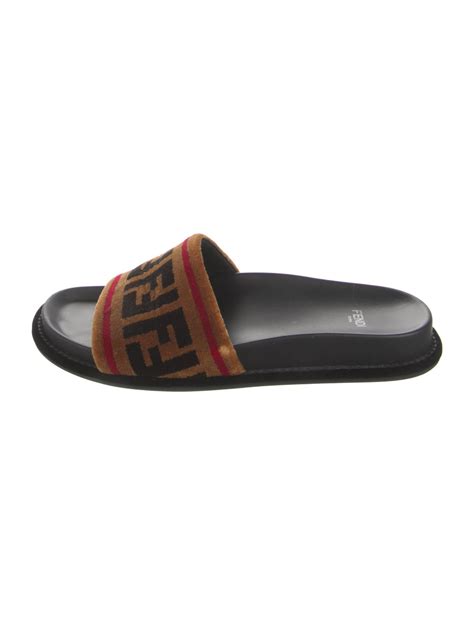 fendi brown logo velvet slides|Fendi Zucca FF Logo Velvet Slides .